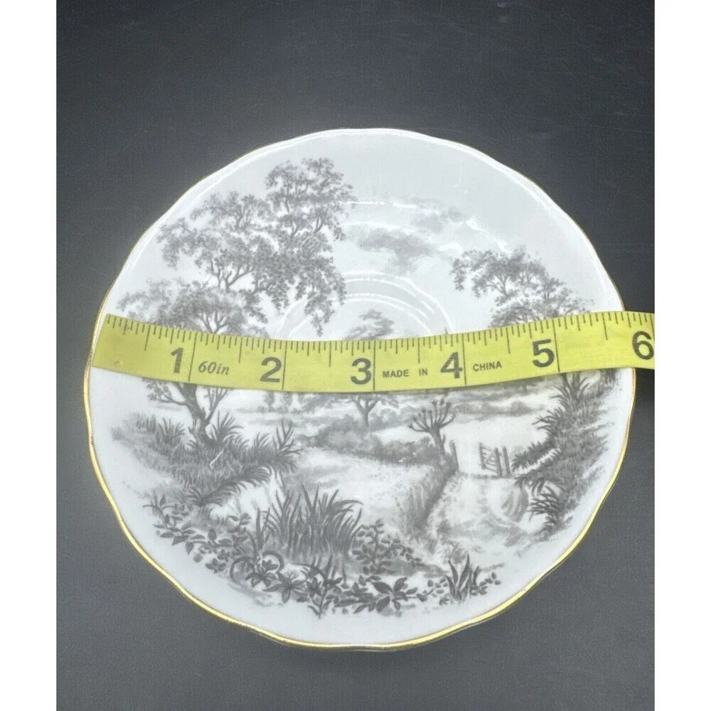 Tuscan BLACK & WHITE Countryside Fine Bone China‎ Tea Cup & Saucer England